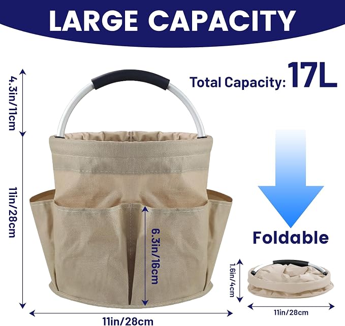 Cleaning Caddy with Handle and 6 Pockets, 17L Cleaning Supplies Organizer - Image 4
