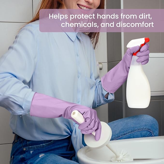 Rubber Cleaning Gloves for Dishwashing, 12 Pairs Reusable Kitchen Gloves for - Image 4