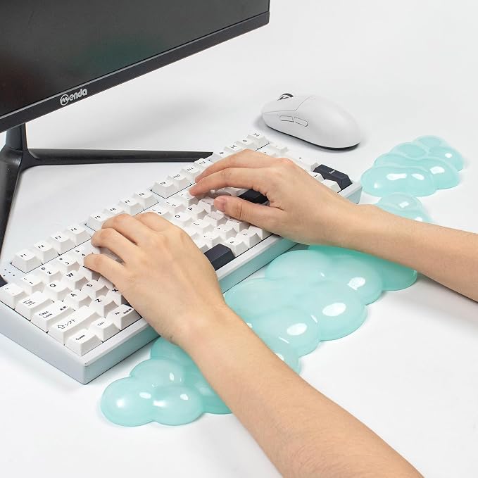 Gel Keyboard and Mouse Wrist Rest Set – Clear Cloud Wrist Rest - Image 3
