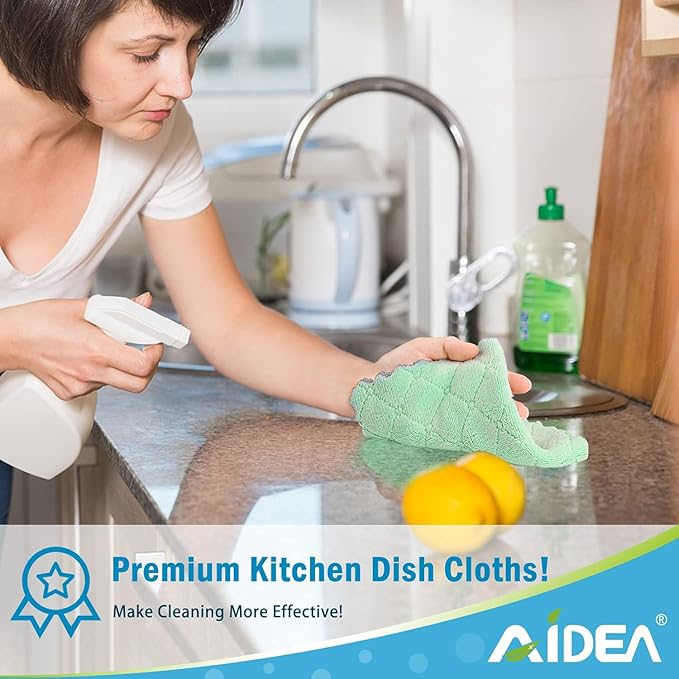 AIDEA Kitchen Towels, 12 Pack Absorbent Coral Fleece Dish Towels, No Odor - Image 5