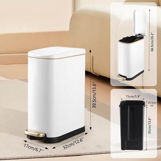 Bathroom Trash Can with Soft-Close Lid 3.5 Gallon Stainless Steel Garbage Can - Image 2