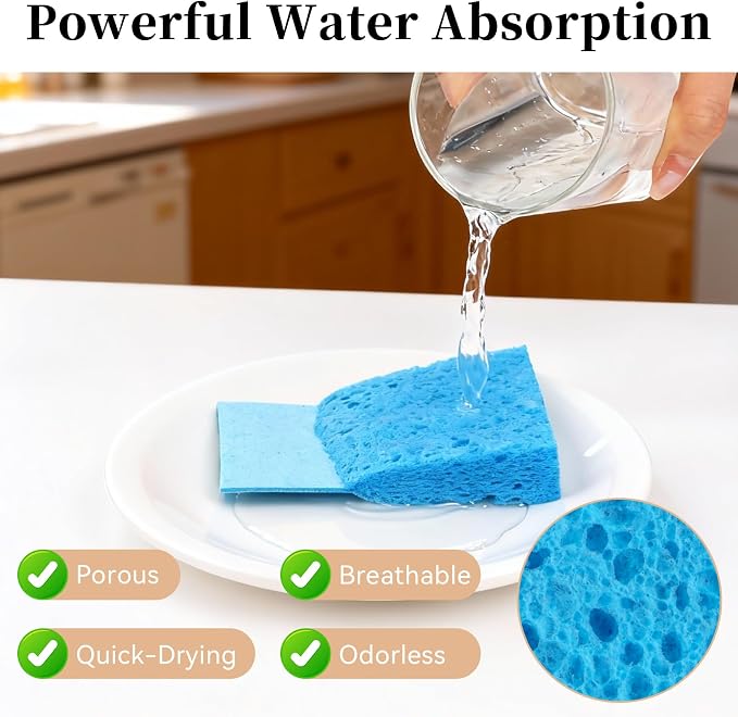 6 Pcs Kitchen Sponges for Dishes Cleaning, Non Scratch for Non Stick Cookware - Image 4