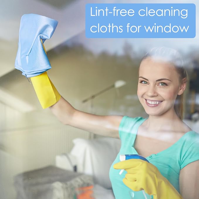 24 Pack Microfiber Glass Cleaning Cloth 16 Inch X 16 Inch Polishing Cloths - Image 4