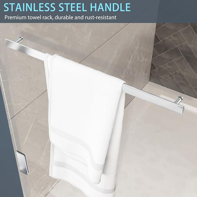 Bathtub Shower Door, 1/4" Clear Tempered Frameless Shower Glass Door, Tub - Image 3