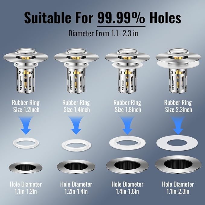 Bathroom Sink Stopper-All Metal Sink Stopper-Universal Fit 99% Bathroom Sink - Image 9