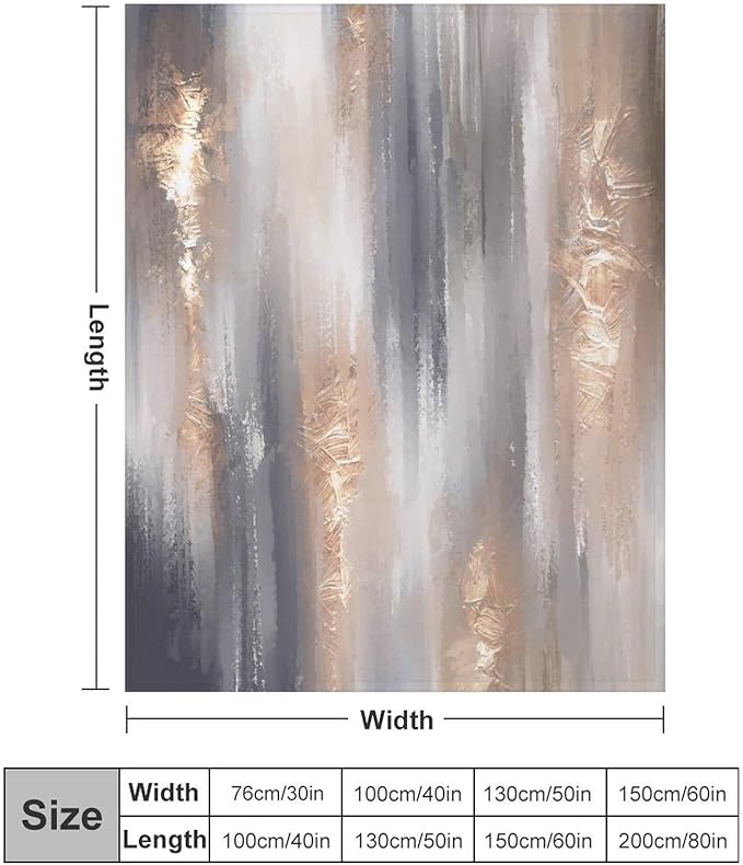 Abstract Gradient Blanket, Modern Fashion Baroque Gold Grey Painting Strokes Pattern Soft Warm Cozy Plush Flannel Covers for Livingroom Bedroom Couch Chair Camping Travel Home Decor Tapestry 40x50in
