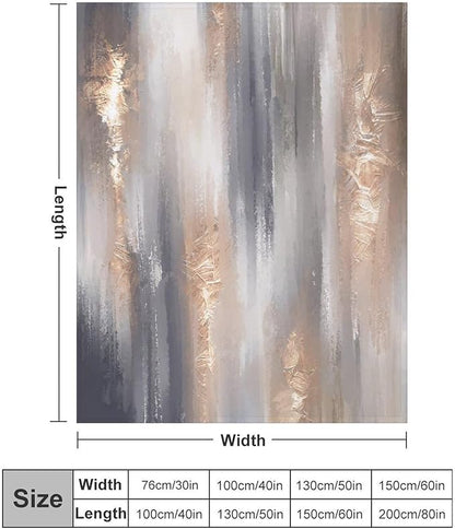 Abstract Gradient Blanket, Modern Fashion Baroque Gold Grey Painting Strokes Pattern Soft Warm Cozy Plush Flannel Covers for Livingroom Bedroom Couch Chair Camping Travel Home Decor Tapestry 40x50in