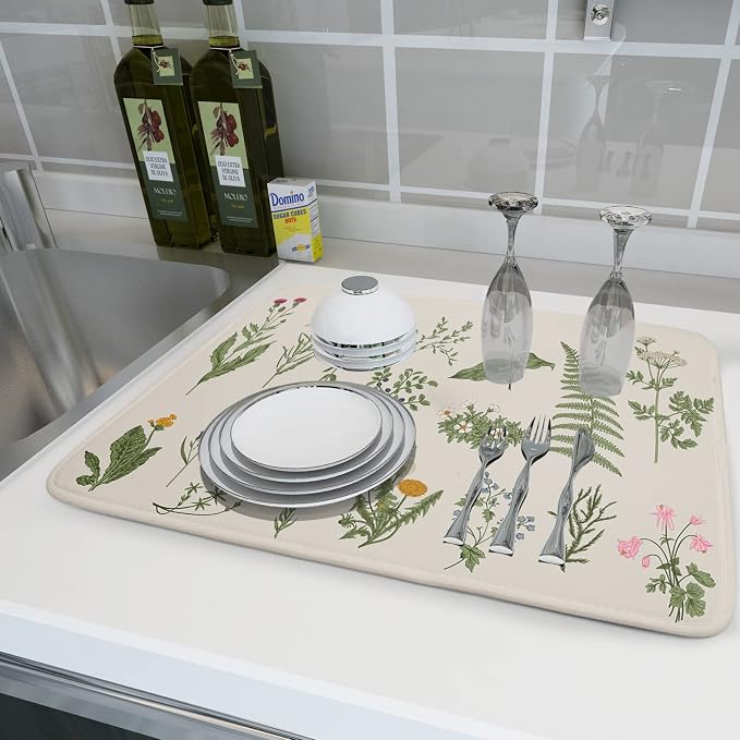 Sage Flower Herbs Dish Drying Mat - Image 6