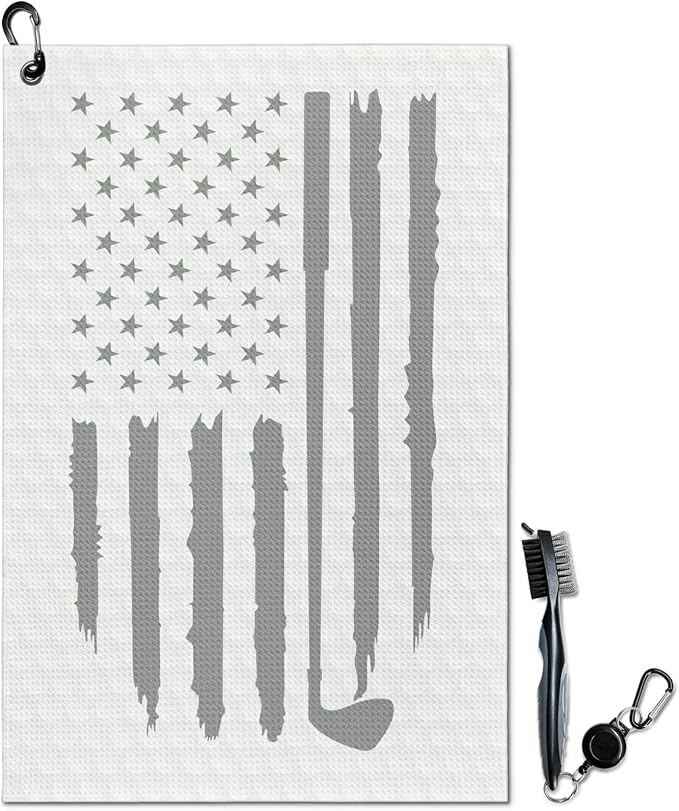 American Flag Microfiber Waffle Golf Towel by awufncksn