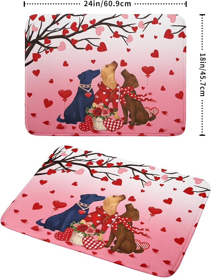 Love Dog Dish Drying Mat 18"x24" Red Heart Microfiber Dish Drainer Mat Hanging - Image 2