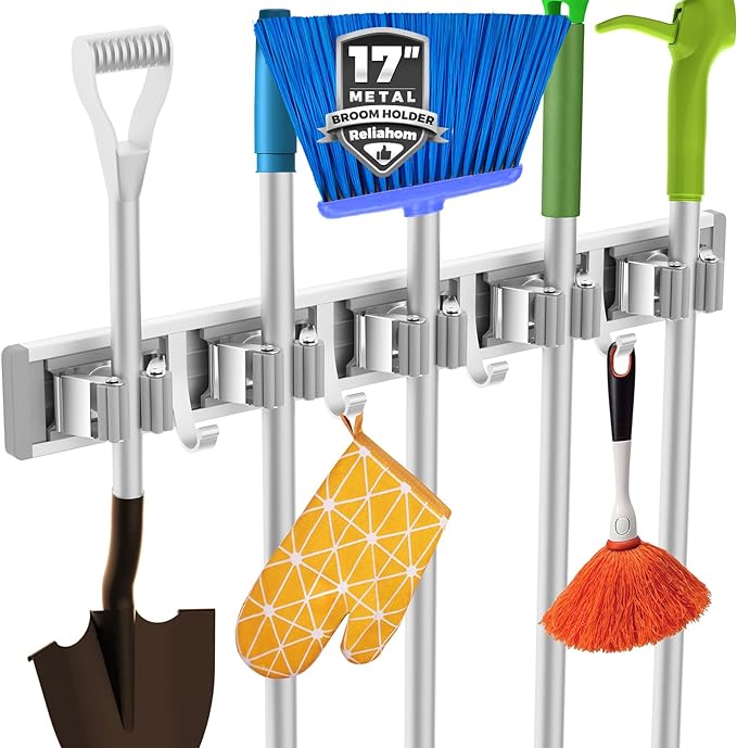 reliahom Broom Holder Wall Mount, 5 Racks by reliahom