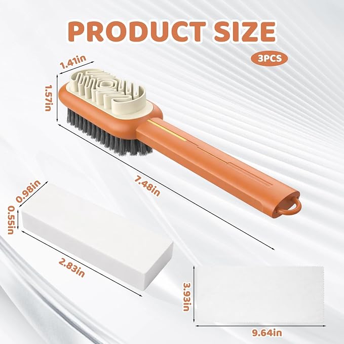 3PCS Suede Brush Set, Compact Design Rubber Shoe Brush, Shoe Cleaning Brush - Image 2