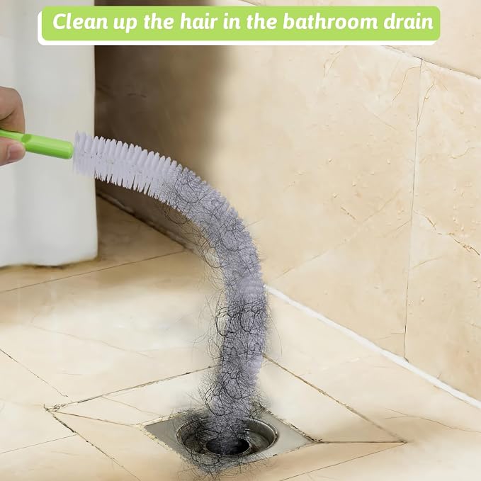 Sewer Drain Brush, Drain Clog Remover, 17inch Flexible Long Pipe Hair Clogs - Image 4