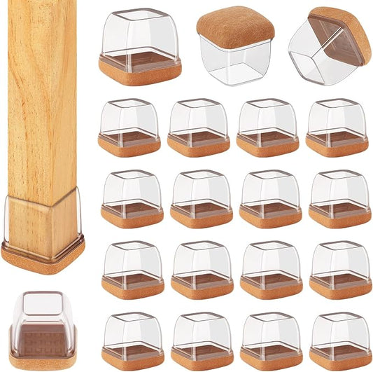16 Pcs Chair Leg Floor Protectors Square, Silicone Chair Leg Protectors by Jeaoouu