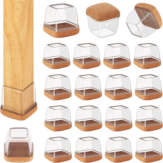 16 Pcs Chair Leg Floor Protectors Square, Silicone Chair Leg Protectors by Jeaoouu