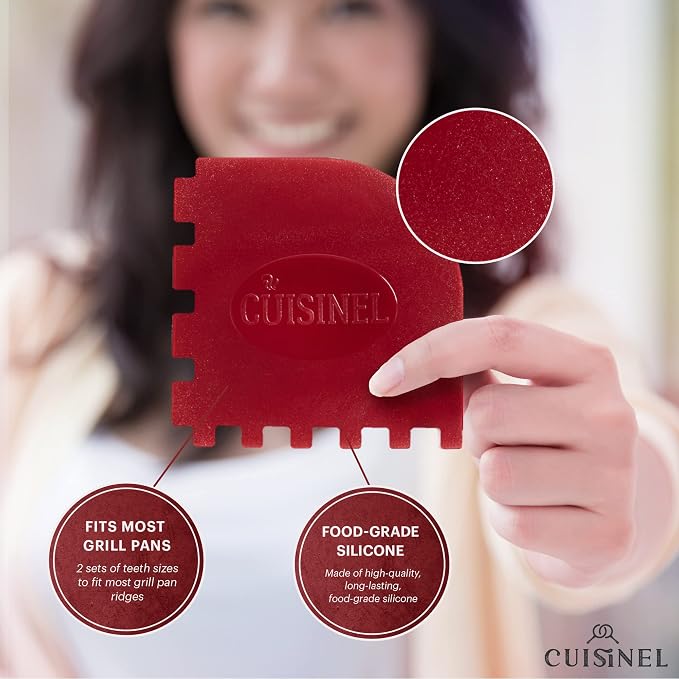 Cuisinel Cast Iron Scrubber Cleaning Brush + Pan/Grill Scraper - Image 5