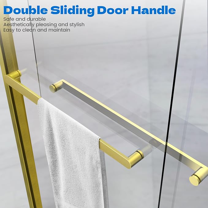 Bathtub Shower Door, 60″x 62″ Semi-Frameless Sliding Shower Door, Double - Image 5