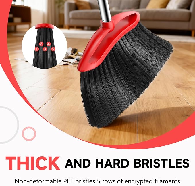 Heavy Duty Broom, 54-inch Adjustable Long Handle Angle Brooms Large Brooms - Image 3