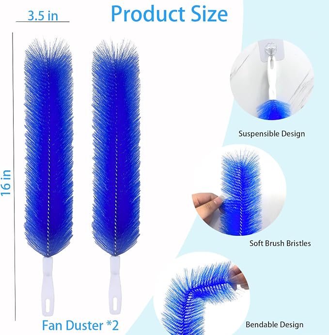 2Pcs Bendable Fan Cleaning Brush, Cobweb Duster - Image 3