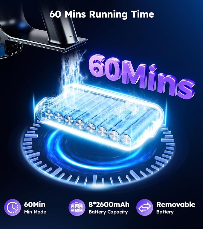 Cordless Vacuum Cleaner, Upgraded 550W 45KPA 60Mins Vacuum Cleaners - Image 3