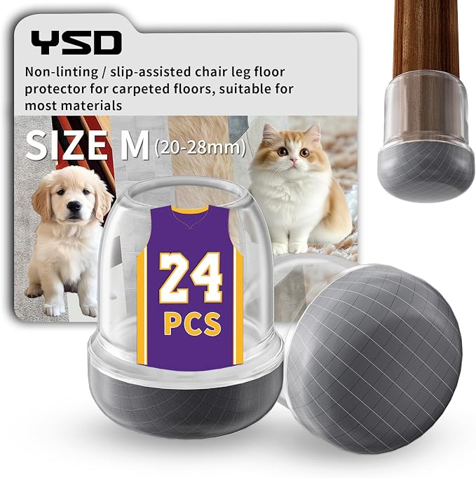 YSD 1Inch 24 Pcs Silicone Chair Leg Floor Protectors, Hair and dust Resistant by Unknown