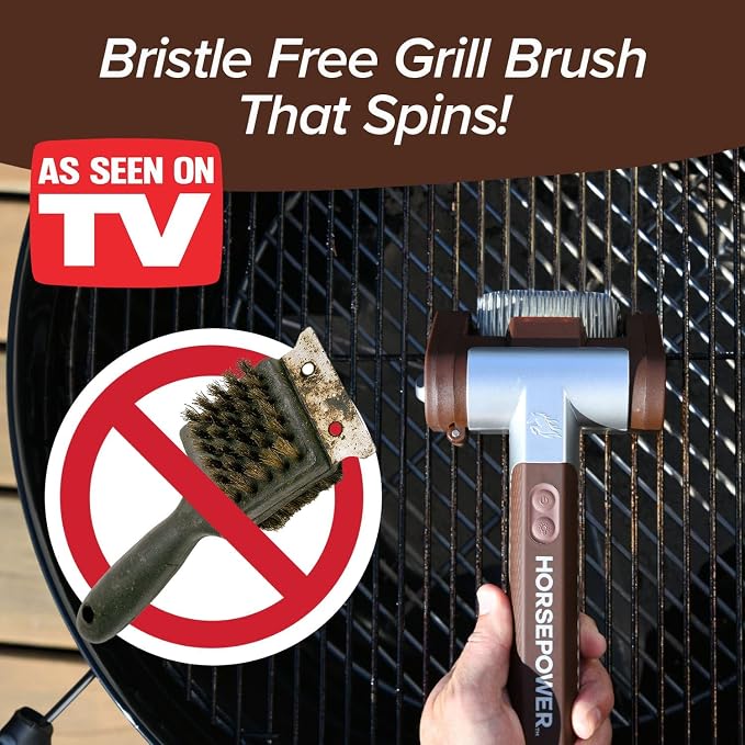 Horsepower Giddy Up GOLD Bristle-Free Spinning Grill Brush w/LED & Longer Run - Image 3