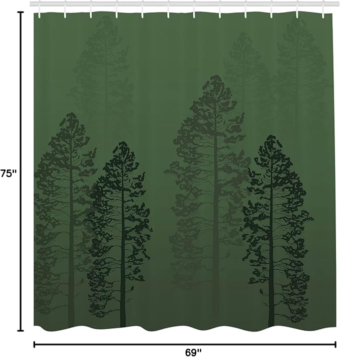 Ambesonne Country Shower Curtain, Pine Trees in The Forest on Foggy Seem Ombre - Image 5