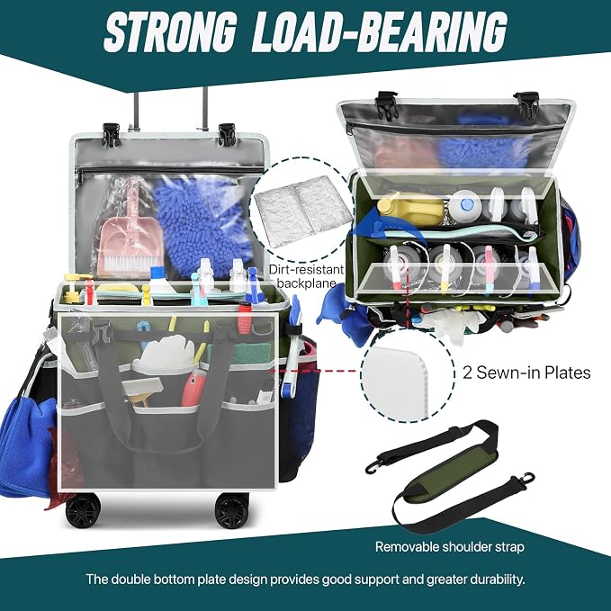 Large Rolling Cleaning Caddy Bag - Image 2