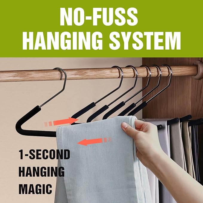 Spring Fever Open Ended Non Slip Sponge Padded Pants Hangers - Image 6