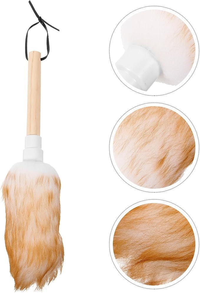 Lambswool Duster with Wooden Handle, Small White Reusable and Washable Home - Image 9