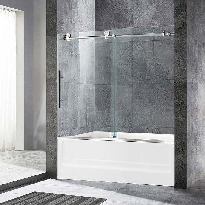 WOODBRIDGE MBSDC6062-C Frameless Sliding Glass Tub Door | 56"-60"W x 62"H | by WOODBRIDGE