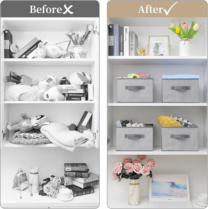Storage Baskets, 11-Inch Woven Fabric Bins, Storage Cubes - Image 7