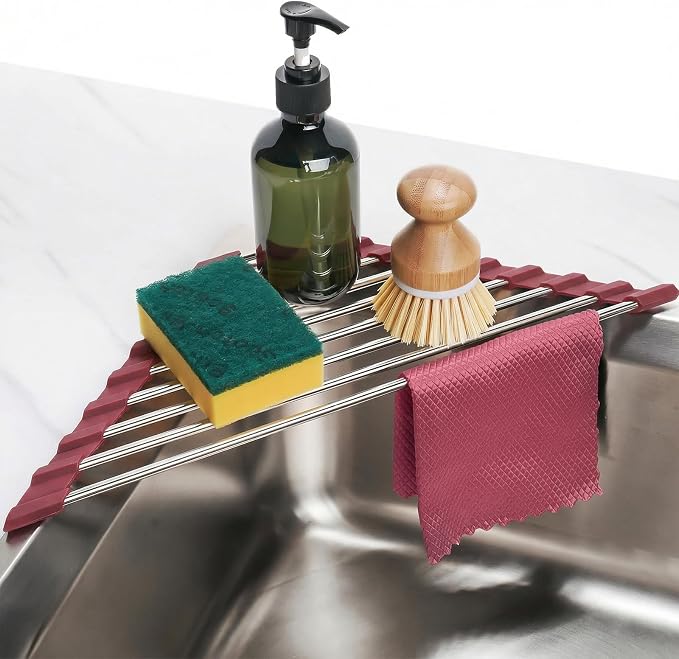 Tomorotec Foldable Stainless Steel Triangle Roll-Up Dish Drying Rack by Tomorotec