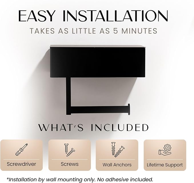 Day Moon™ Matte Black Toilet Paper Holder - Image 5