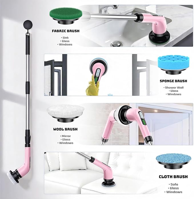 Electric Spin Scrubber for Cleaning Bathroom: Cordless Power Shower Scrubber - Image 8