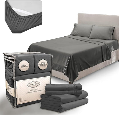 California King Sheet Sets - Luxury Hotel Bed Sheets - Soft Cooling Sheets with Elastic Corner Straps - Deep Pockets Microfiber - Bedding Sheet & Pillowcases - 4 PC (Cal King Size, Gray)