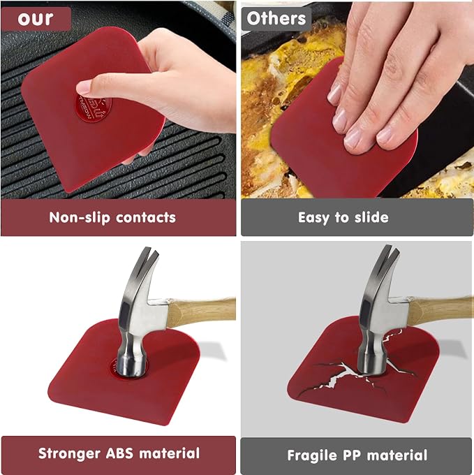Pan Scraper, Pan Scraper Plastic, Food Safe, High Heat Resistant-Red - Image 4