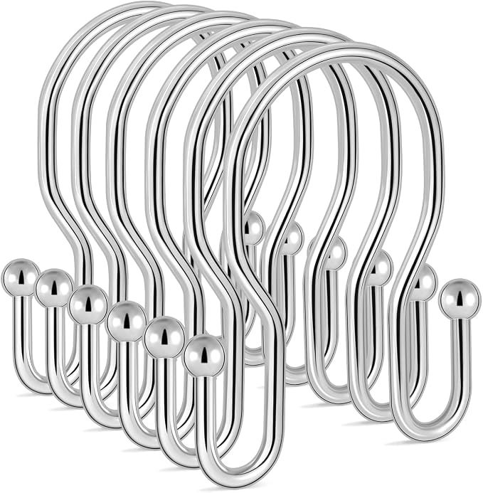 24 Pack Double Shower Curtain Hooks Rings, TENOVEL Double Sided Shower Curtain by TENOVEL