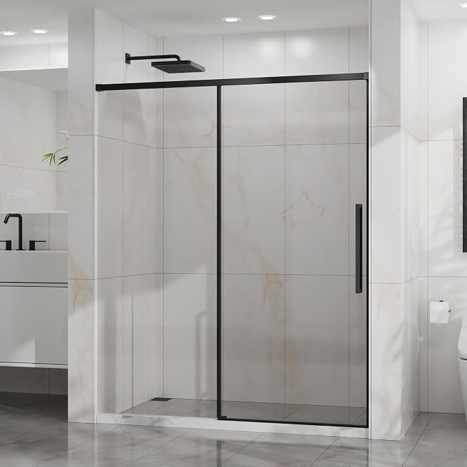 Semi-Frameless Shower Door 60" W x 72" H, 1/4" Clear Tempered Glass, Sliding - Image 8