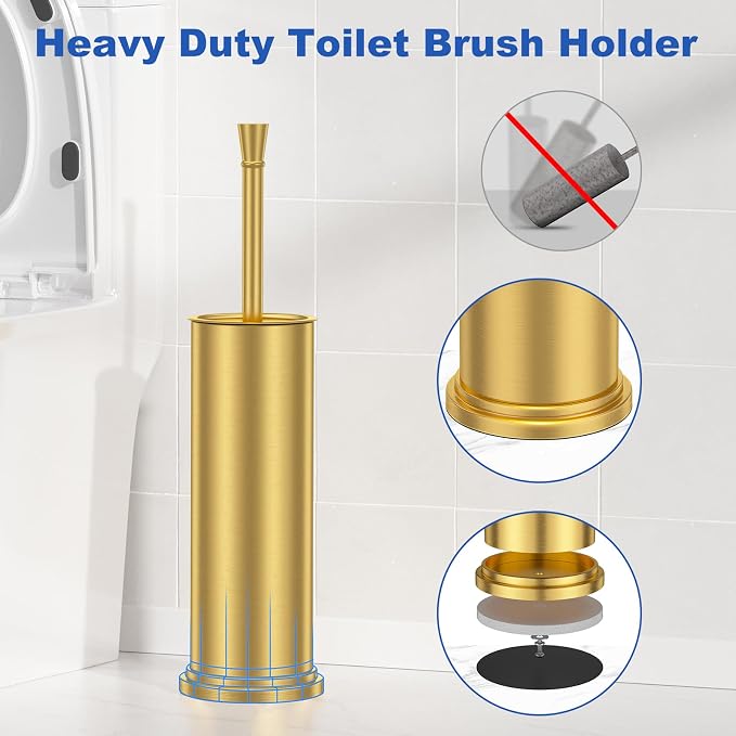 Toilet Brush and Holder Set：304 Stainless Steel Heavy Duty Toilet Bowl - Image 4