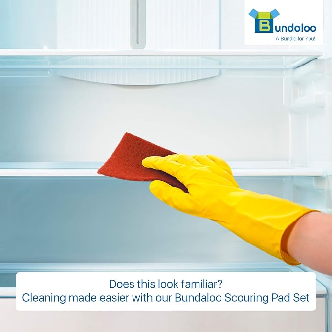 Bundaloo 24 Pack Scouring Pads Scrubbers Set in Red, Non Abrasive, Non Scratch - Image 3