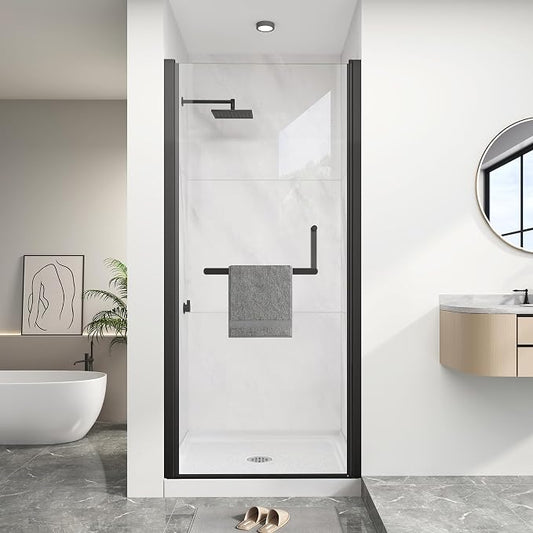 KPUY Pivot Shower Door, 36-38" W x 72" H Frameless Single Swing Glass Shower by KPUY