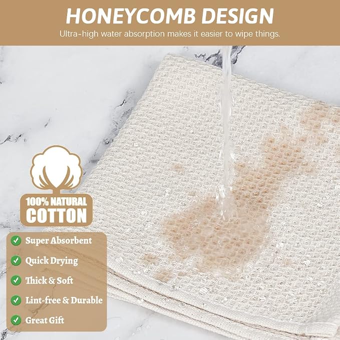 Nialnant 100% Cotton Cleaning Cloth, 4 Pack Waffle Weave Cleaning Towels - Image 4