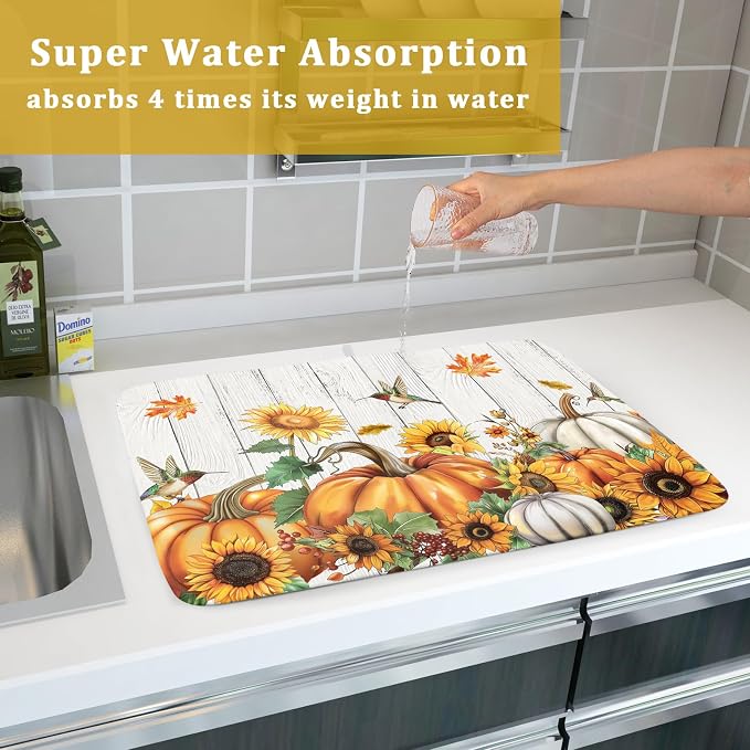 Fall Sunflower Maple Leaves Dish Drying Mat - Image 7