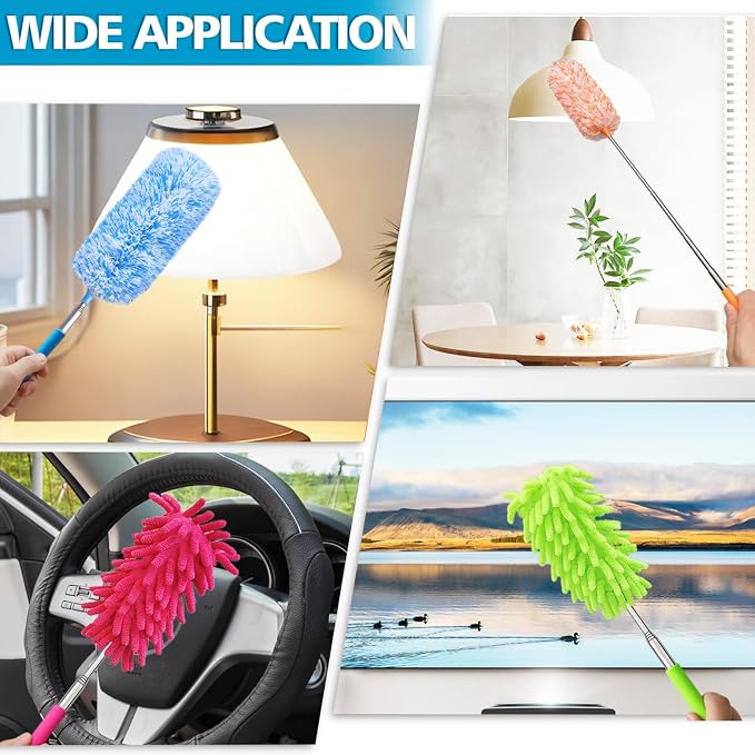 4 Pack Multi-Head Duster Kit, Microfiber & Chenille Heads, - Image 4