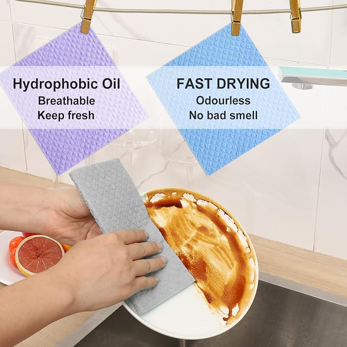 10 Packs Swedish Dishcloths for Kitchen, Reusable Paper Towels Compostable - Image 3