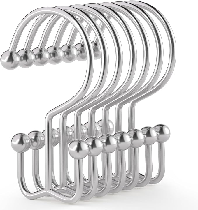 Goowin Shower Curtain Hooks, Durable Rust Proof Silver Shower Curtain Hooks by Goowin
