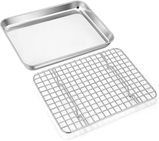 9 Inch Baking Sheet Pan with Cooling Rack Set, Joyfair Stainless Steel Toaster by Joyfair