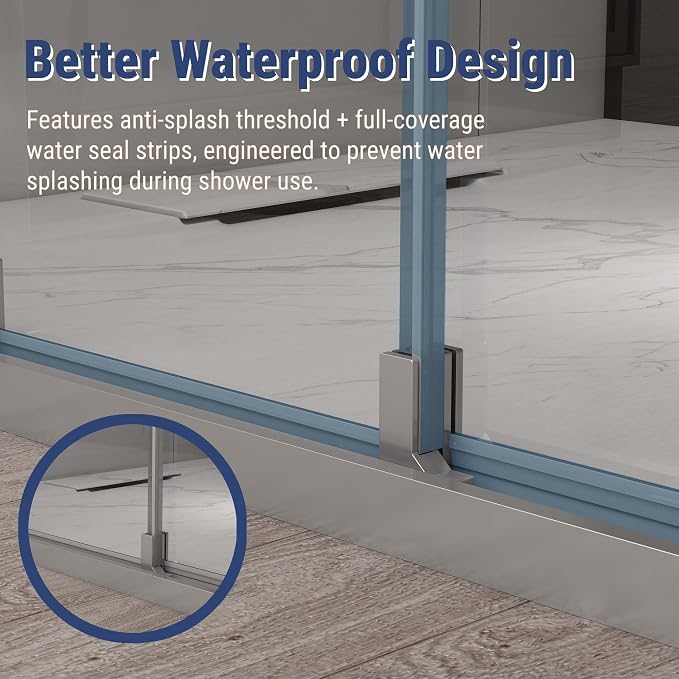 42" W x 78" H 3-Panels Sliding Shower Door, Shower Door Clear 6mm Tempered Glass - Image 5