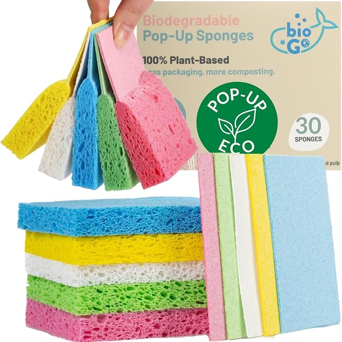 bioGo 30 Pack Compostable Pop-Up Sponges by ThebioGoNation